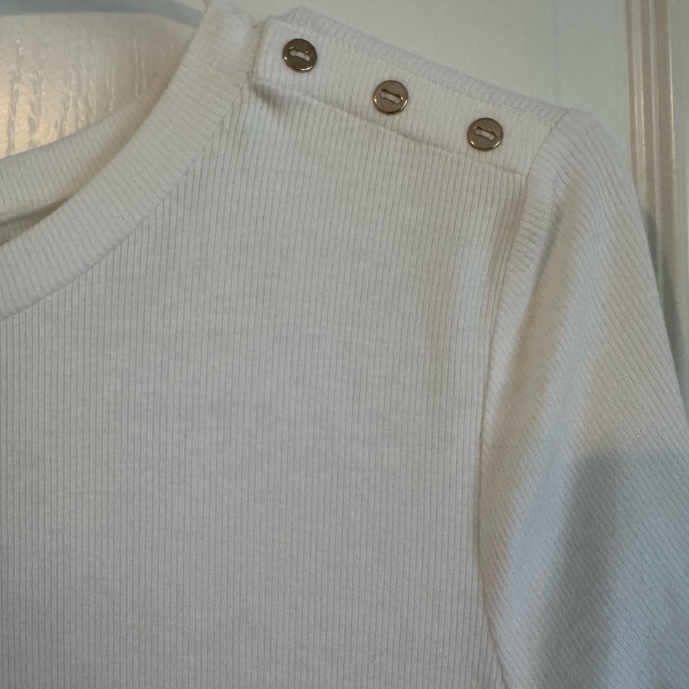 LOFT Ivory Ribbed Knit Top - Picture 2 of 4